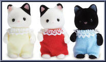 Tuxedo Cat Triplets from Calico Critters - Basic Series manufactured by Epoch [Loose]