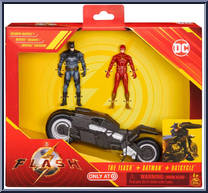 Flash + Batman + Batcycle from Flash - Movie - Sets manufactured by Spinmaster [Front]