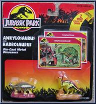 Ankylosaurus & Hadrosaurus from Jurassic Park - Die-Cast Metal Dinosaurs manufactured by Kenner [Front]