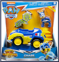 Chase from Paw Patrol - Mighty Pups Super Paws - Deluxe Vehicles manufactured by Spinmaster [Front]
