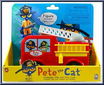Firefighter Pete with Fire Truck from Pete the Cat - Basic Series manufactured by PhatMojo [Front]