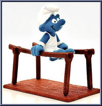 Gymnast Smurf (Parallel Bars) from Smurfs - Super Smurfs manufactured by Peyo [Loose]