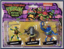 Leonardo / Rocksteady / Superfly from Teenage Mutant Ninja Turtles - Mutant Mayhem - Minis manufactured by Playmates [Front]