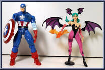Captain America vs. Morrigan from Video Game Super Stars Presents - Marvel vs Capcom manufactured by Toy Biz [Loose]