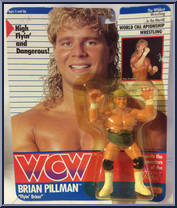 Brian Pillman "Flyin' Brian" (Orange Tiger Print Trunks) from WCW - Series 1 - Released in US manufactured by Galoob [Front]
