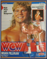 Brian Pillman "Flyin' Brian" (Light Blue Trunks) from WCW - Series 2 - Released in UK manufactured by Galoob [Front]