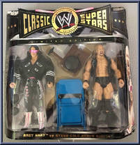 Bret Hart vs. Stone Cold Steve Austin (Ringside Fest '07) from WWE Classic Superstars - Exclusives manufactured by Jakks Pacific [Front]