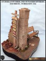 Sturmbannfuhrer (Major) 2nd SS Panzer Division Das Reich and Park Wall display (One:12 Collective) Custom Diorama / Playset