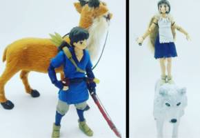 San with wolf-god and Ashitaka with Yakul from Princess Mononoke (Anime) Custom Action Figure