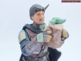 The Mandalorian Din Djarin unmasked (Star Wars) Custom Action Figure [The Mandalorian Din Djarin unmasked custom action figure holding Grogu]