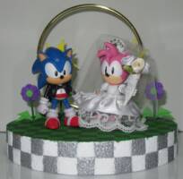 Classic Sonic and Amy Wedding cake topper (Sonic) Custom Diorama / Playset