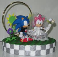 Classic Sonic and Amy Wedding cake topper (Sonic) Custom Diorama / Playset