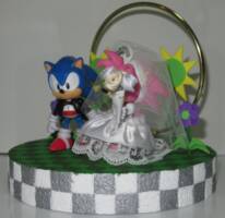Classic Sonic and Amy Wedding cake topper (Sonic) Custom Diorama / Playset