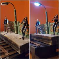 uptown Elevated Train Station (Diorama) Custom Diorama / Playset [light-up feature!]