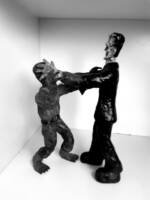 L'homme-loup (Monsters) Custom Miniature / Figurine [L'homme-loup en mortel se bat avec ma sculpture de Frankenstein]