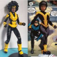 Anissa Pierce / Thunder (DC Comics) (Marvel Legends) Custom Action Figure [Thunder next to her comics self]
