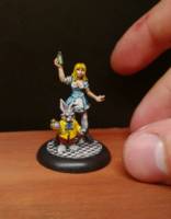 Alice and the White Rabbit (Alice In Wonderland) Custom Miniature / Figurine [Size comparison to my fingers]