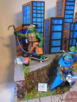 TMNT Toy Diorama Display with 4 Powered Up Turtles (Teenage Mutant Ninja Turtles) Custom Diorama / Playset