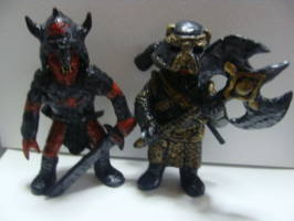 Dwalin (figurine)No.III (Hobbit) Custom Miniature / Figurine [Dwalin no.3 with my Grishnakh no.2(wearing helmets)]