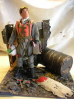 Vintage GI Joe Pilot on Mini-Diorama Wrecked Airfield (G.I. Joe) Custom Diorama / Playset