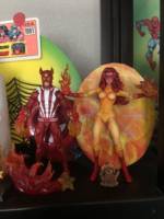 Firestar (Spider-Man & His Amazing Friends) Custom Action Figure [Here full body version of Firestar  with her bf sunfire and  another lil Ms . Lion by her feet]