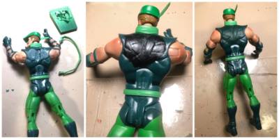 Classic Green Arrow (with Functioning Quiver) (DC Universe) Custom Action Figure [removed old quiver, fixed upper back with apoxie, and painted green]