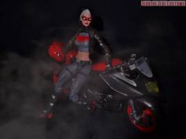 Rule 63 (gender-swapped) Red Hood (Batman) Custom Action Figure [Rule 63 Red Hood custom action figure with motorcycle]